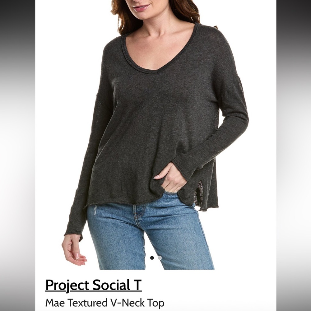 Project Social T Women's Mae Textured V neck top, Size L, NWT